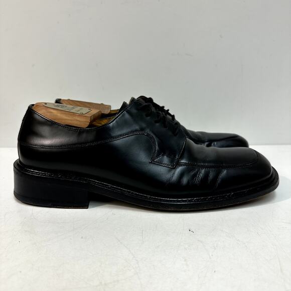 Mezlan Square Toe Bluchers Black Leather Derby Dress Shoes Made in Spain 8.5 - Picture 3 of 12